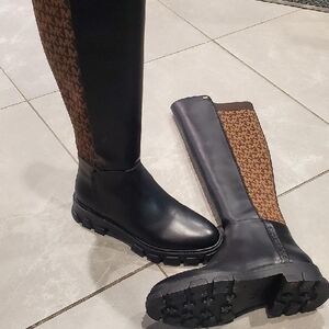 Michael Kors Black and Brown Over the Knee Boots